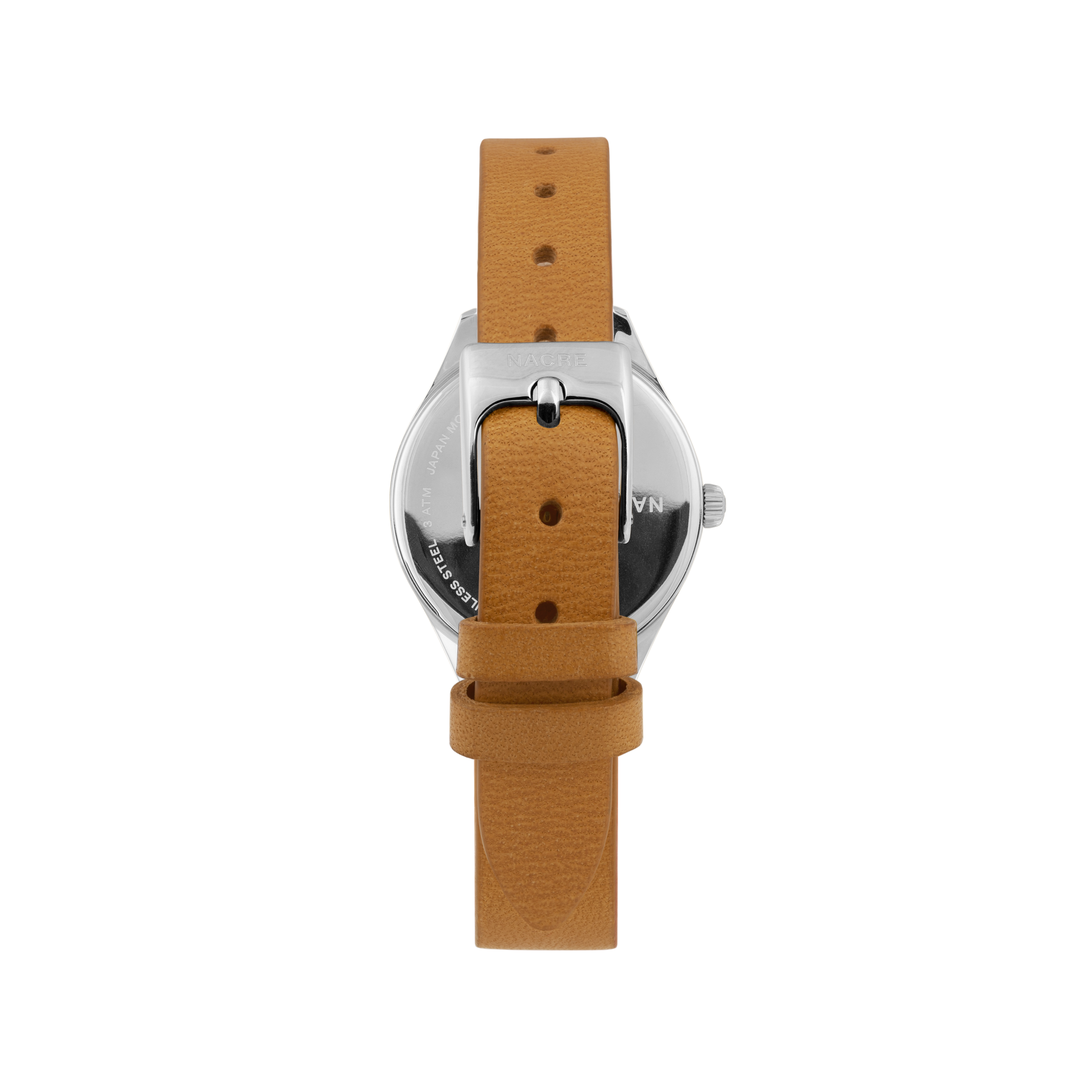 Mini Lune - Stainless Steel - Saddle Leather